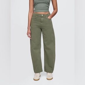 NEW GAP Barrel High Rise Olive Green Jeans